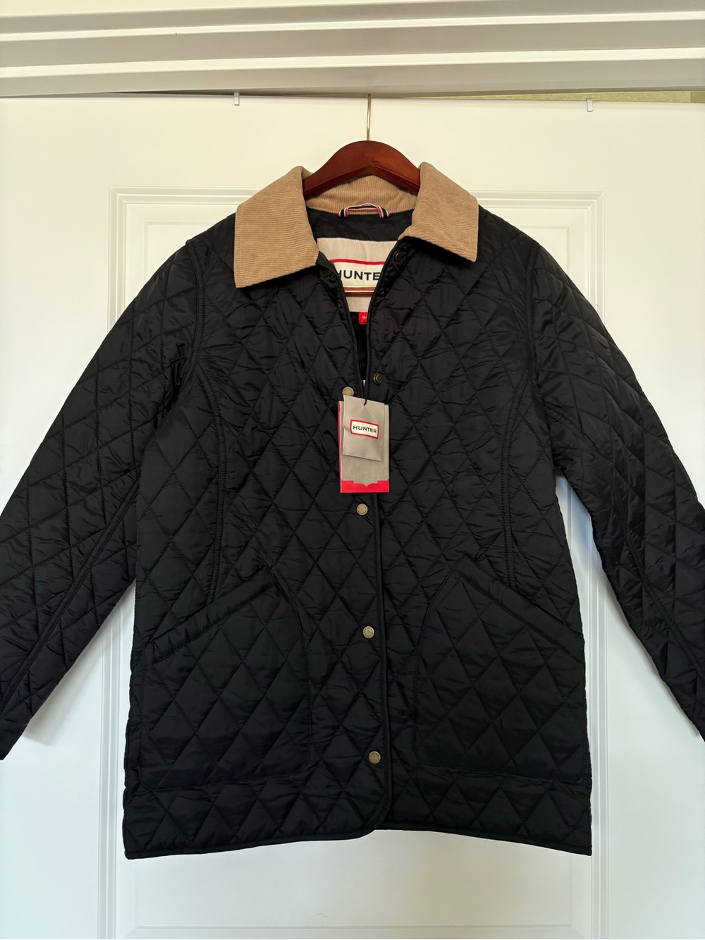 NWT Hunter Rachel Black Quilted Barn Jacket Size M